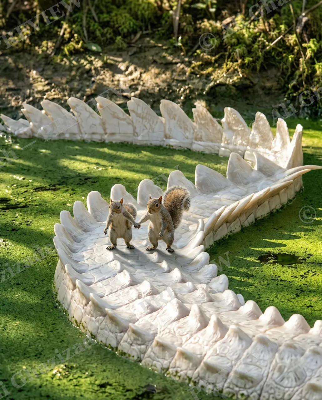 A Bridge Too Far — The Scenic Route — Tree squirrel artwork by Ali Ghazizadeh