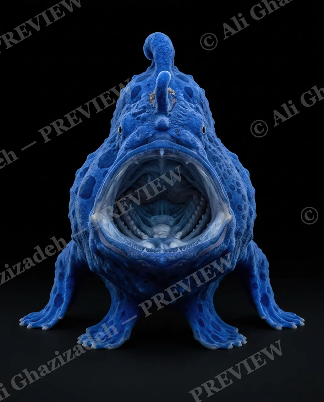 The Usual Suspects — Blue and Roaring — Anglerfish artwork by Ali Ghazizadeh