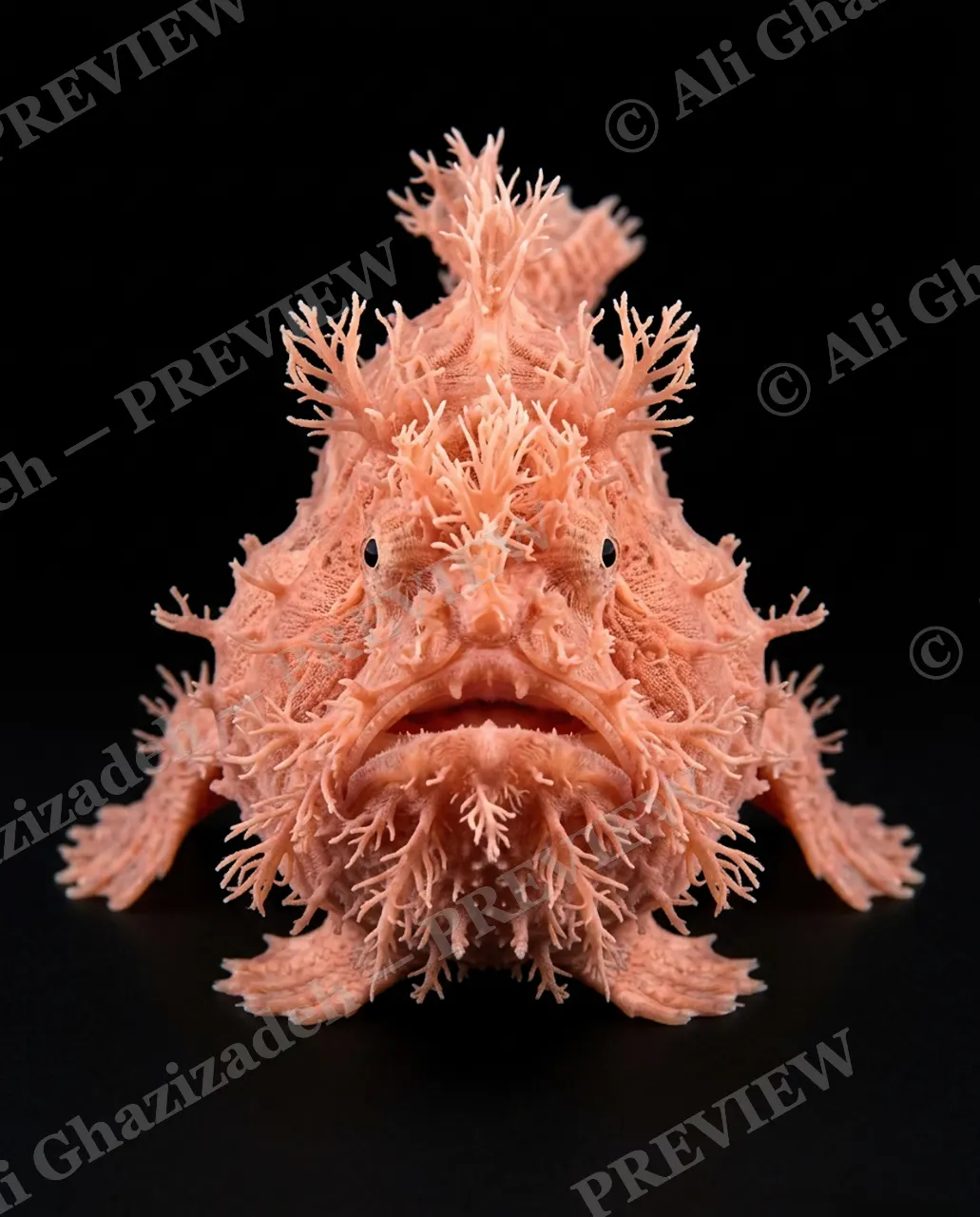 The Usual Suspects — Coral Camouflage — Anglerfish artwork by Ali Ghazizadeh