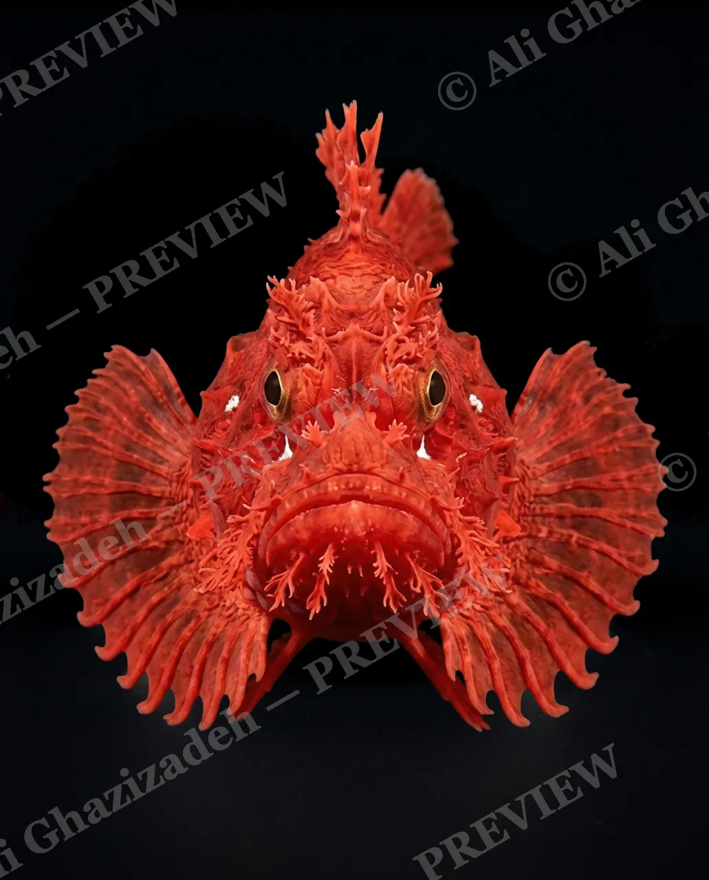 The Usual Suspects — Fire Engine Red — Anglerfish artwork by Ali Ghazizadeh
