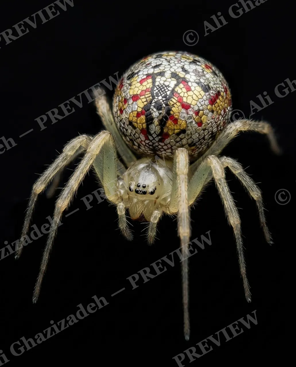 Bedazzled — Jeweled Armor — Orb-weaver spider artwork by Ali Ghazizadeh