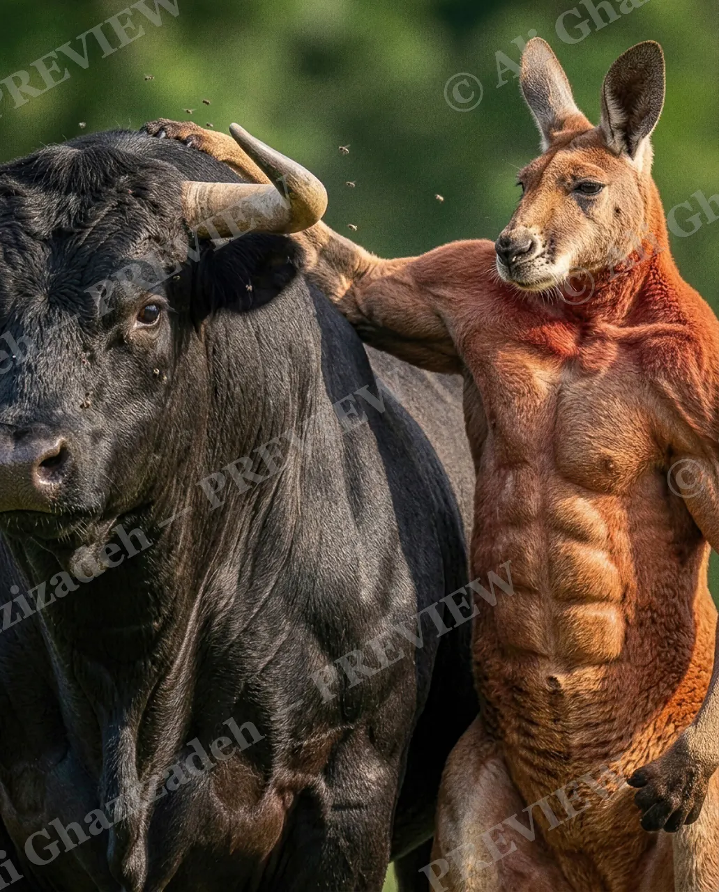 Swole Mates — Bros for Life — Red kangaroo artwork by Ali Ghazizadeh