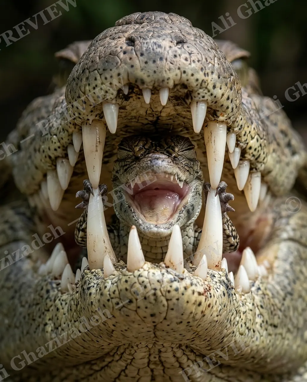 Behind Bars — The Toothy Cell — Nile crocodile artwork by Ali Ghazizadeh
