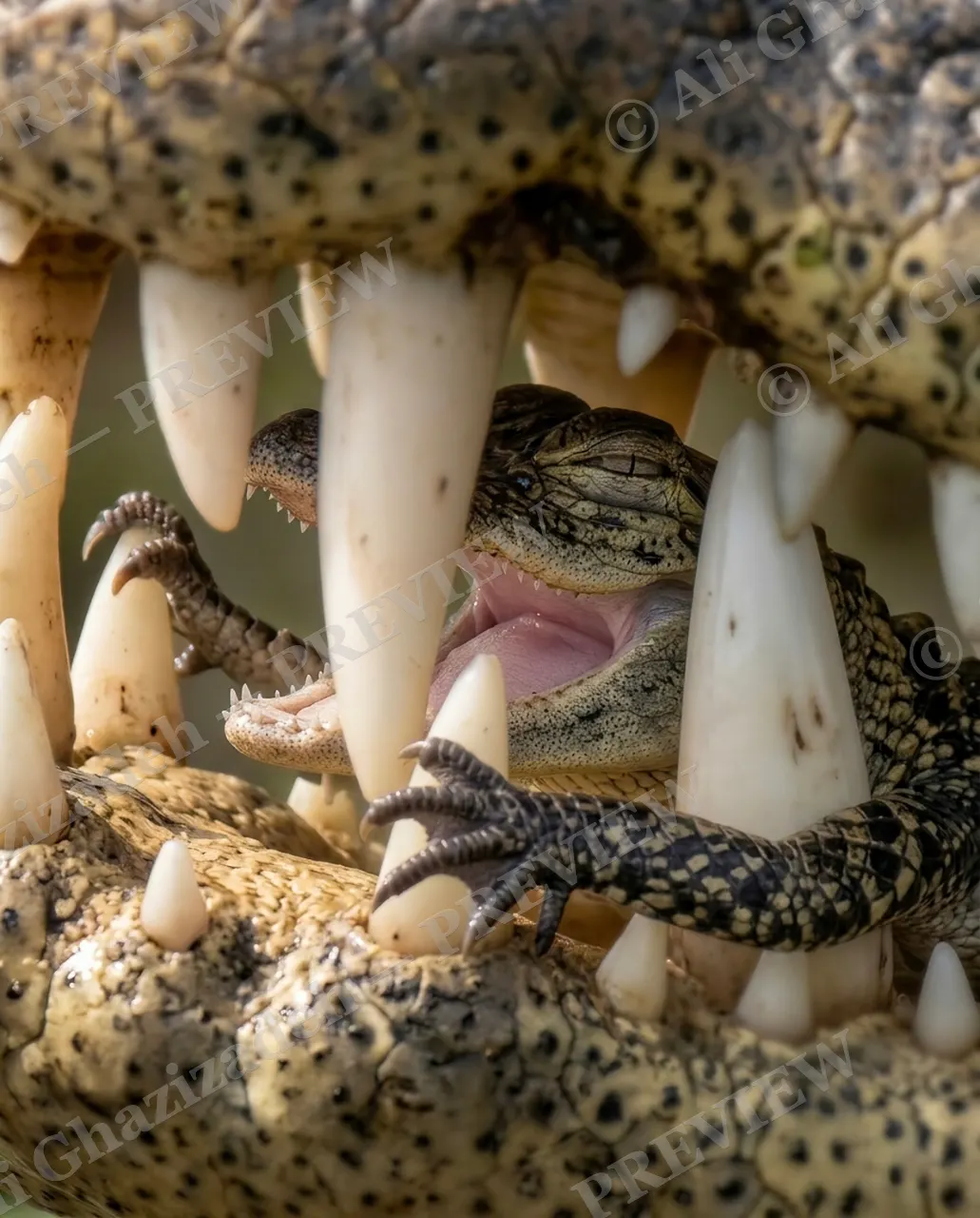 Behind Bars — Doing Time — Nile crocodile artwork by Ali Ghazizadeh