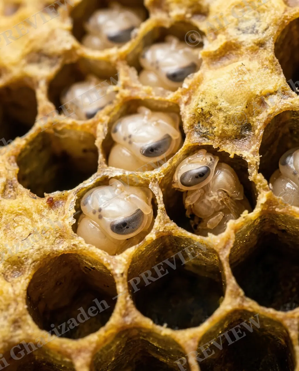 Sweet Beginnings — Almost Ready to Emerge — Honey bee artwork by Ali Ghazizadeh