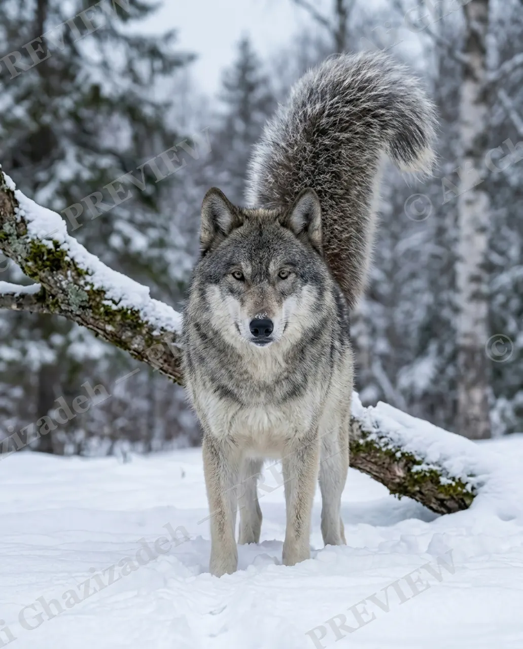 Borrowed Tail — The Perfect Tail — Gray wolf artwork by Ali Ghazizadeh