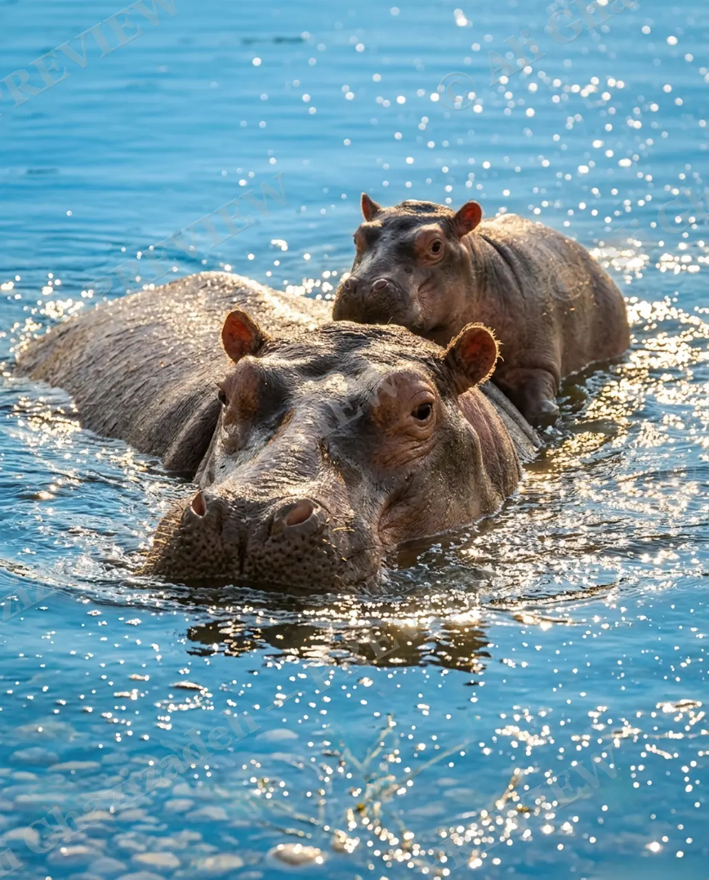 Built-In Sunbed — Surfacing Together — Hippopotamus artwork by Ali Ghazizadeh