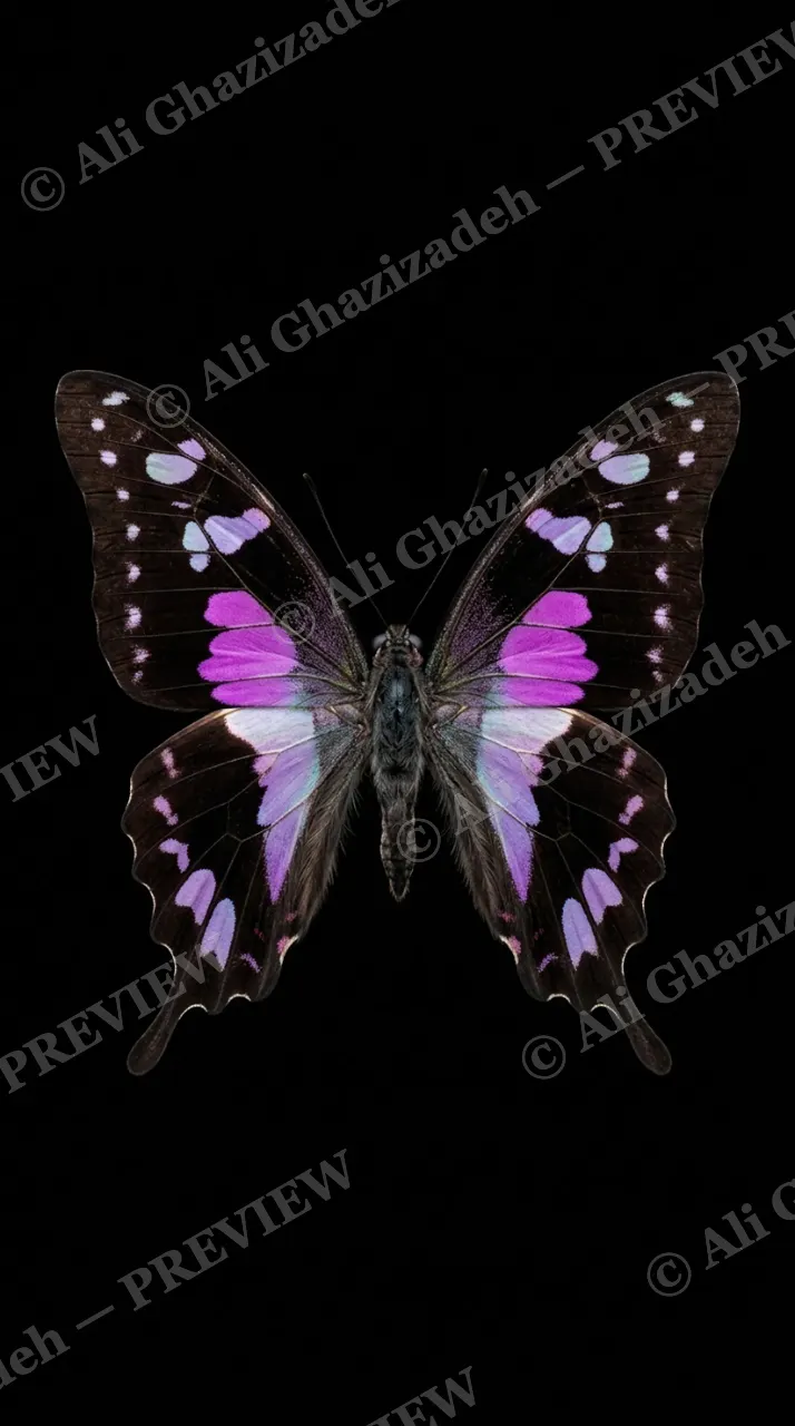 Cabinet of Wings — Amethyst Swallowtail — Butterfly artwork by Ali Ghazizadeh