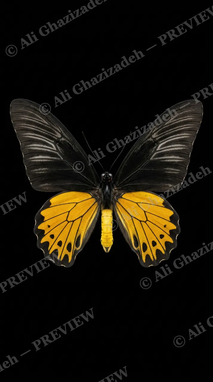 Cabinet of Wings — Golden Birdwing — Butterfly artwork by Ali Ghazizadeh