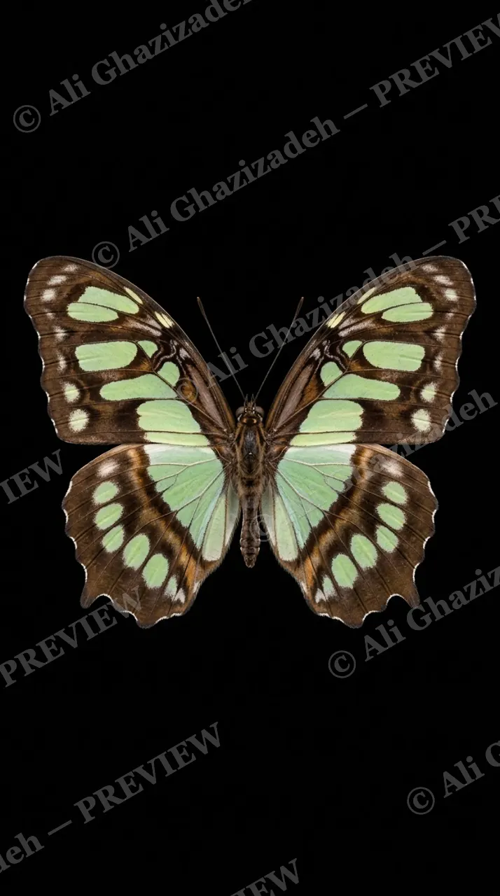 Cabinet of Wings — Malachite — Butterfly artwork by Ali Ghazizadeh
