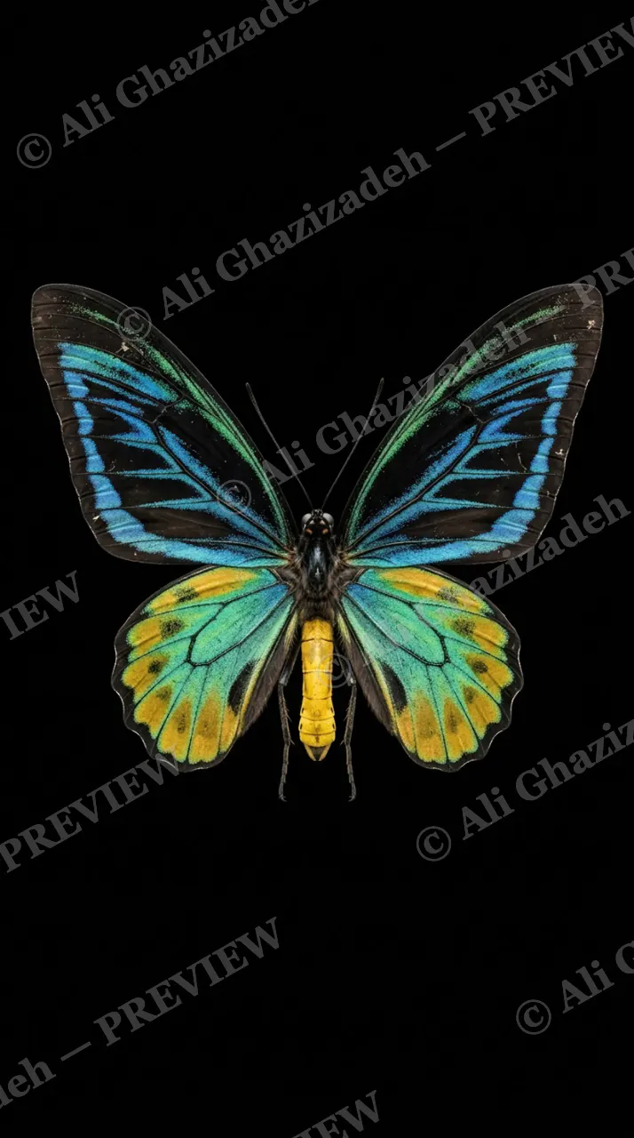 Cabinet of Wings — Priam's Birdwing — Butterfly artwork by Ali Ghazizadeh