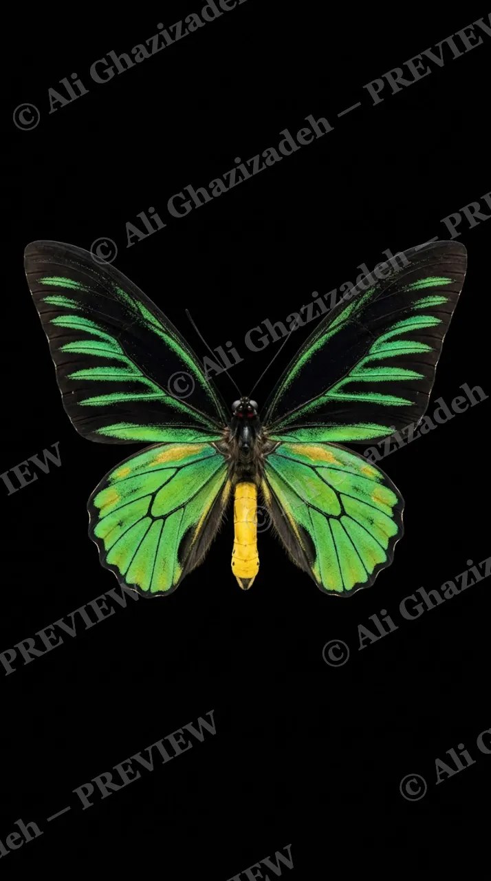 Cabinet of Wings — Rajah Brooke's Birdwing — Butterfly artwork by Ali Ghazizadeh