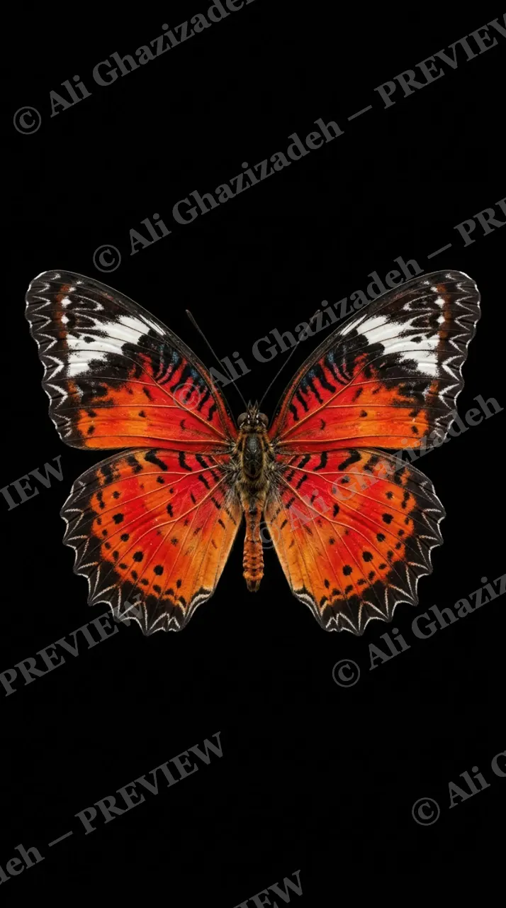 Cabinet of Wings — Red Lacewing — Butterfly artwork by Ali Ghazizadeh