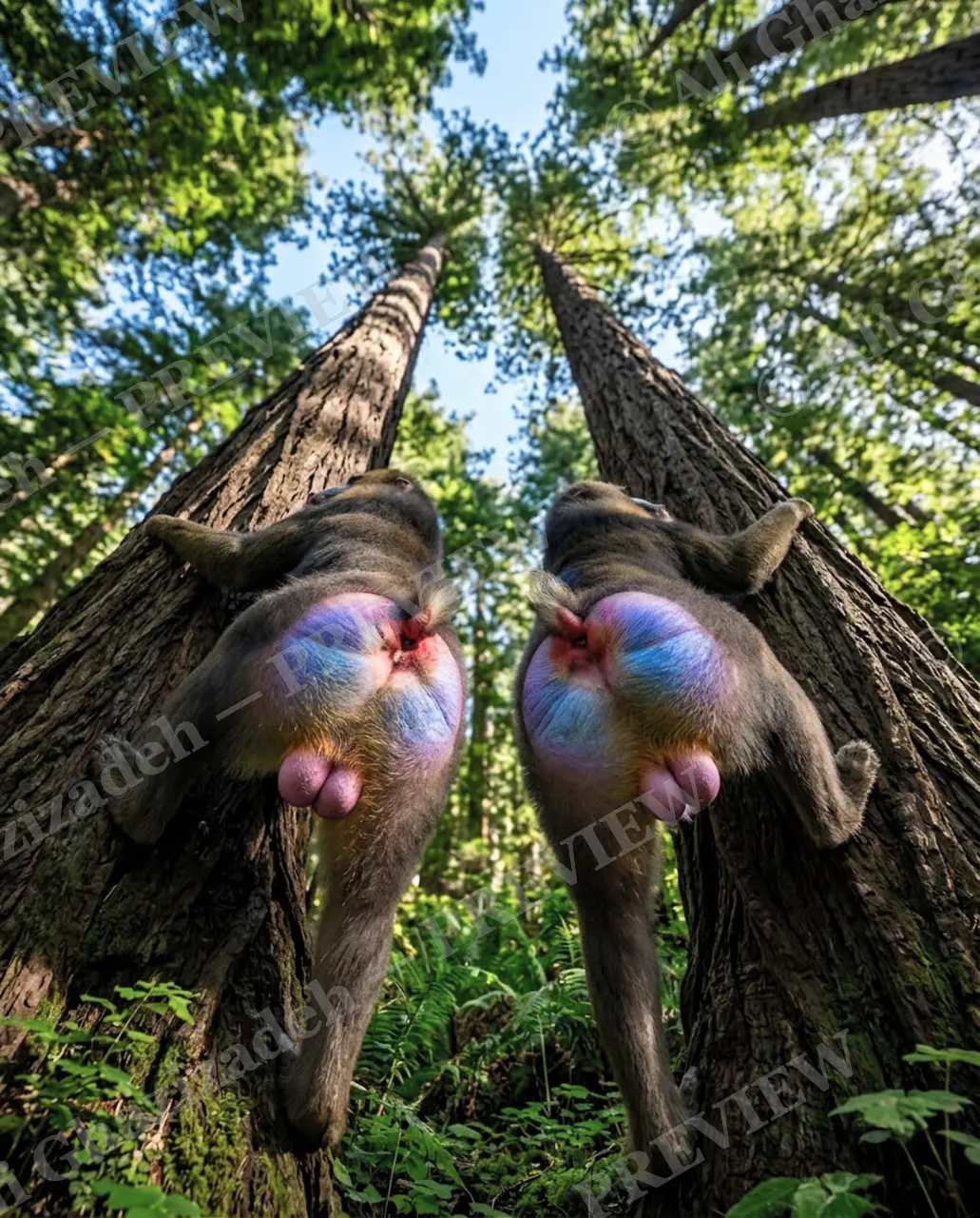 Cheek to Cheek — Back View, Doubled — Mandrill artwork by Ali Ghazizadeh