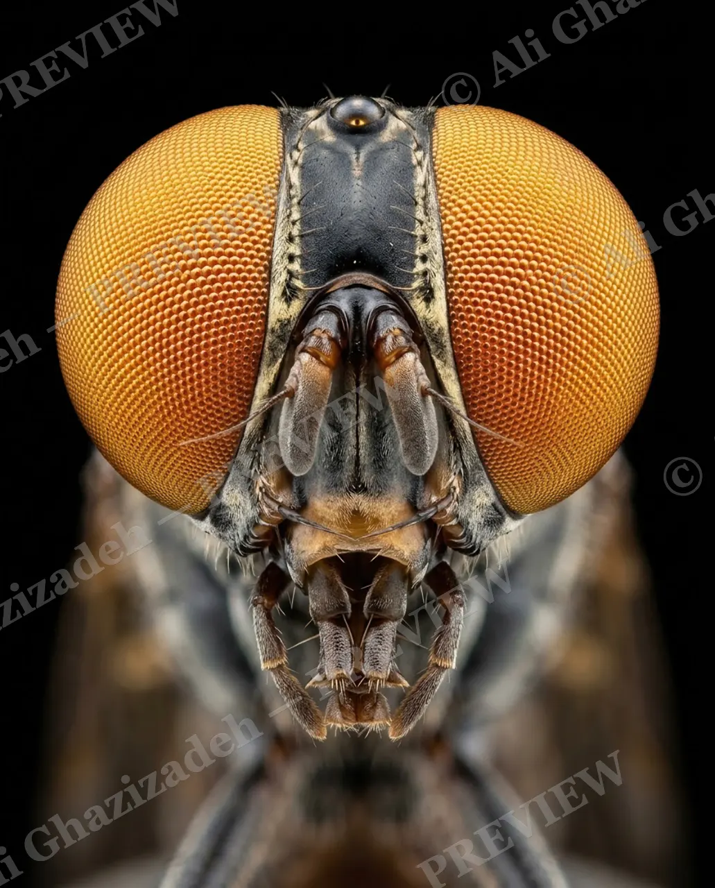 Compound Interest — Amber-Eyed Watcher — Horsefly artwork by Ali Ghazizadeh