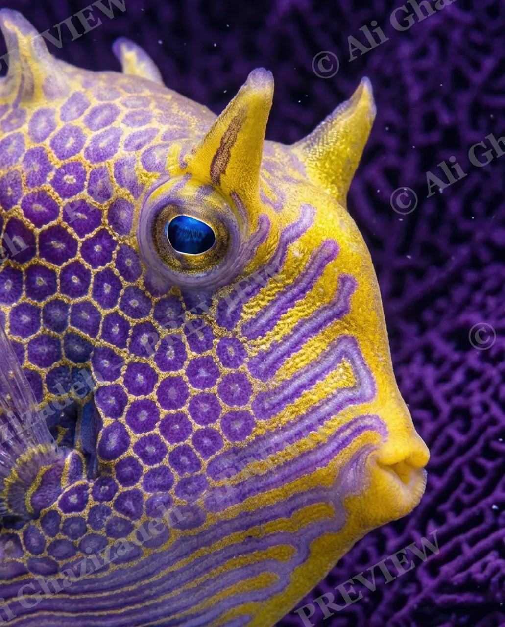 Devil in the Details — Sapphire Stare — Cowfish artwork by Ali Ghazizadeh