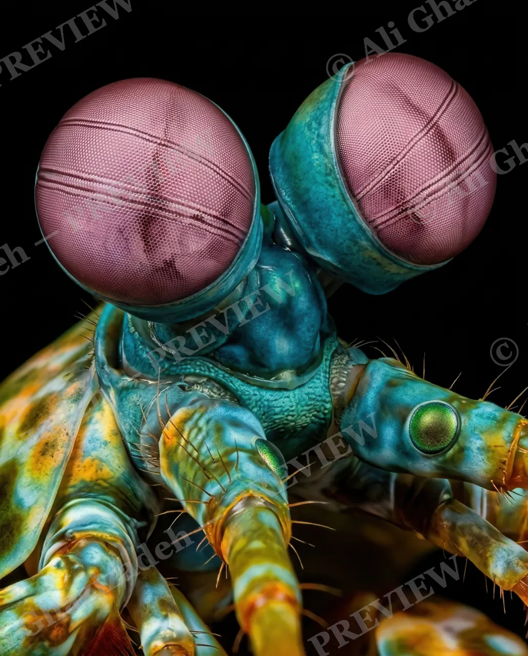 Punch Drunk — Eye to Eye — Mantis shrimp artwork by Ali Ghazizadeh