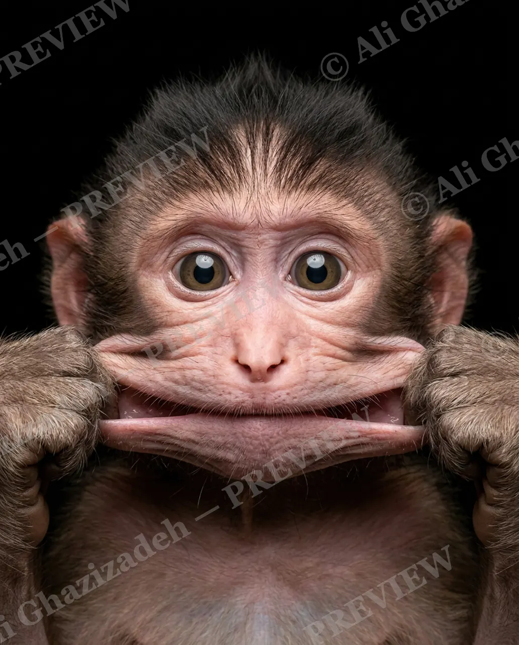 Face Value — Big Grin — Macaque artwork by Ali Ghazizadeh