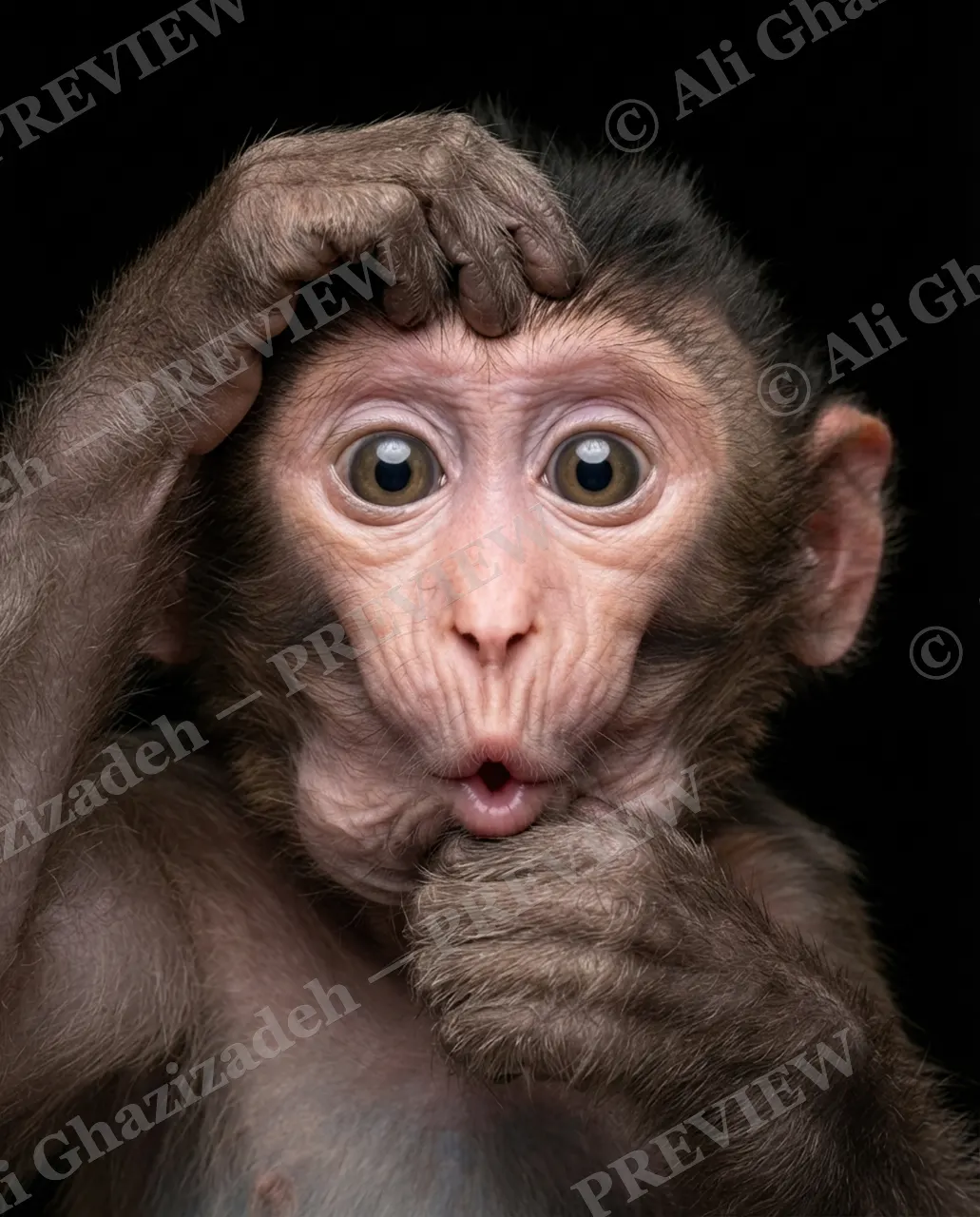 Face Value — Mind Blown — Macaque artwork by Ali Ghazizadeh