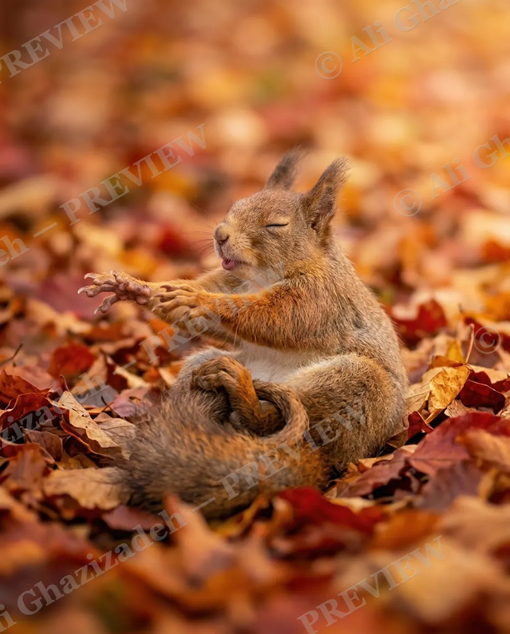 Not a Morning Squirrel — First Stretch — Tree squirrel artwork by Ali Ghazizadeh