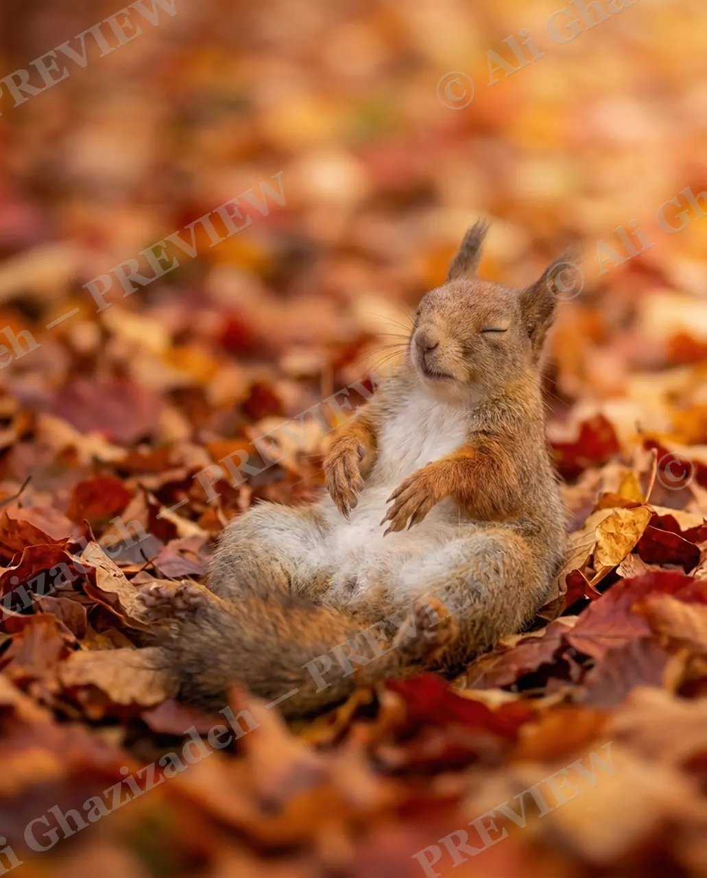 Not a Morning Squirrel — Not Ready Yet — Tree squirrel artwork by Ali Ghazizadeh