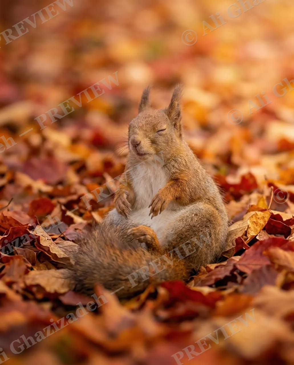 Not a Morning Squirrel — Snoozing On — Tree squirrel artwork by Ali Ghazizadeh