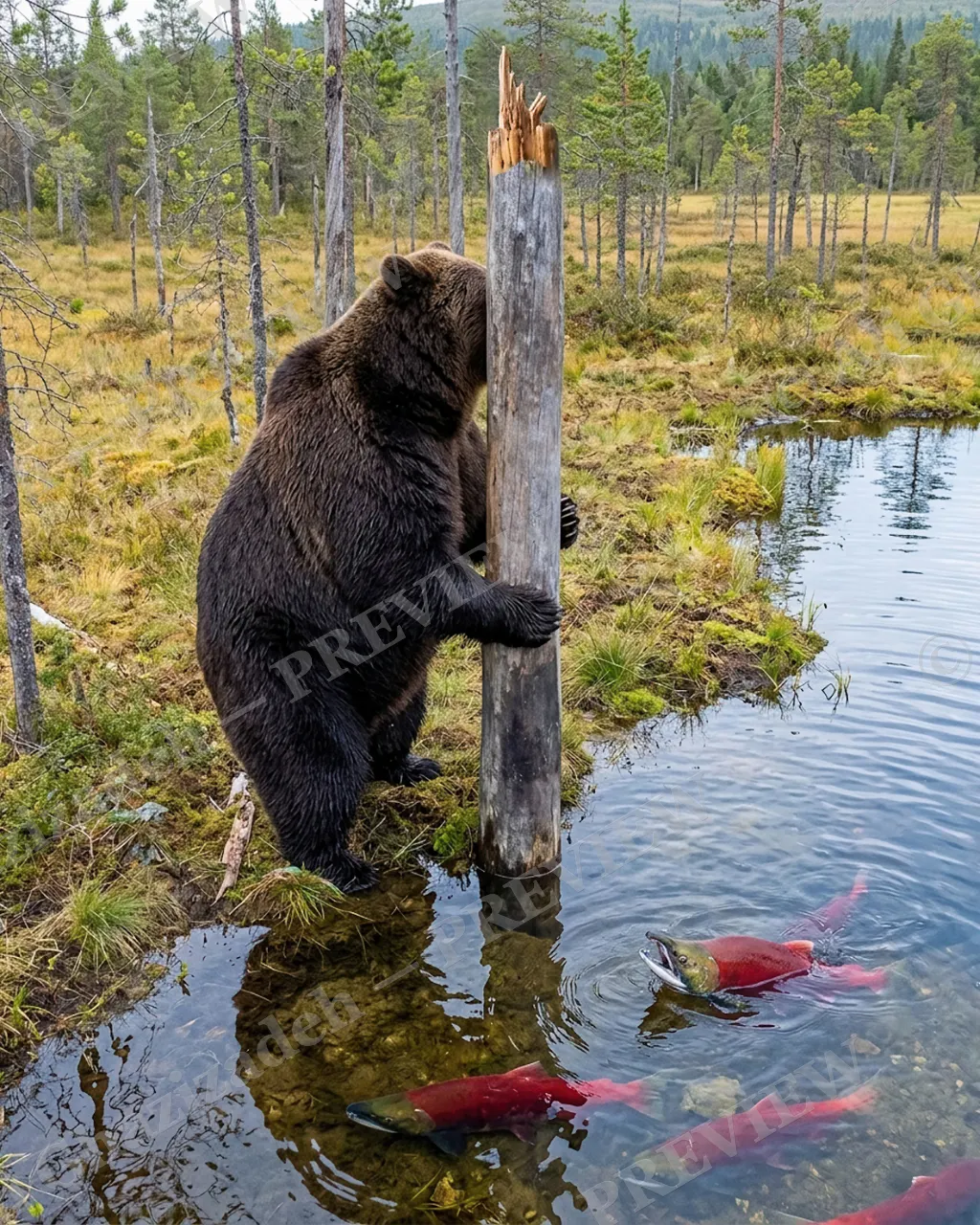 Down for the Count — Taking Up Position — Brown bear artwork by Ali Ghazizadeh