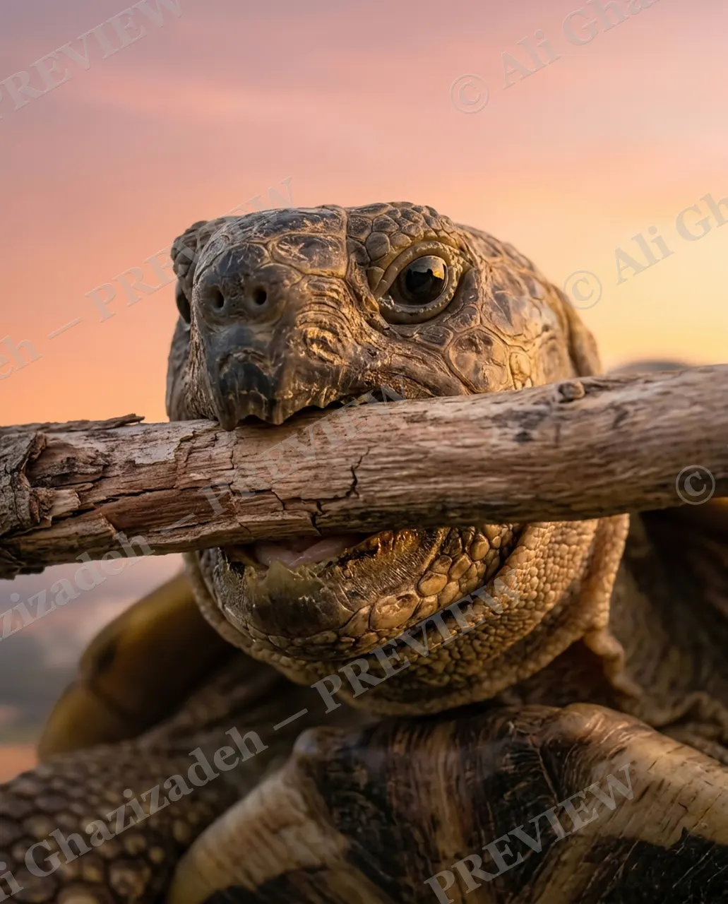 Special Delivery — Holding On Tight — Russian tortoise artwork by Ali Ghazizadeh