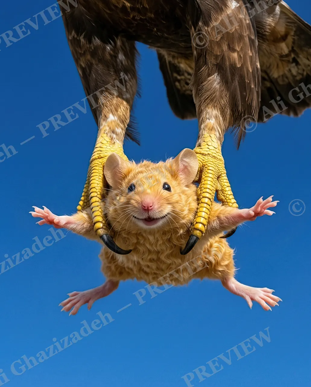 Frequent Flyer — Enjoying the Ride — Golden eagle artwork by Ali Ghazizadeh