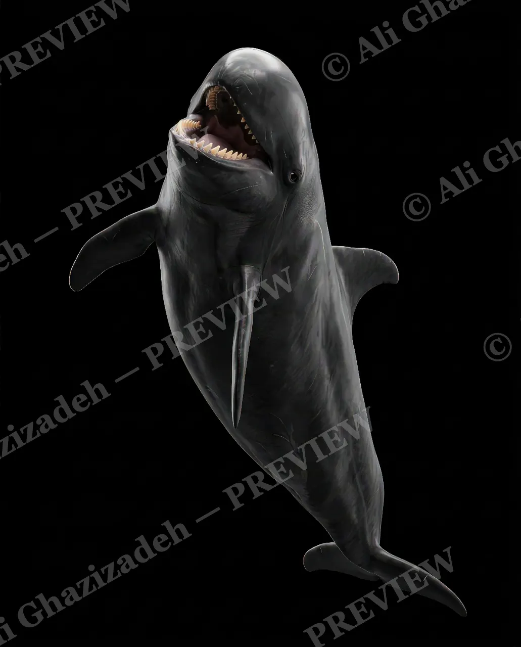 Giants of the Deep — Toothy Smile — Great white shark artwork by Ali Ghazizadeh
