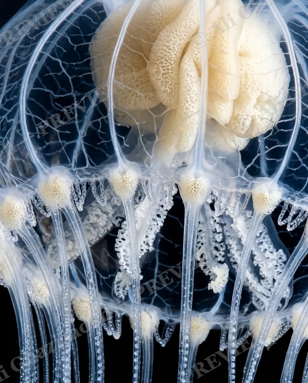 Glass Bloom — Cloud Folds — Moon jellyfish artwork by Ali Ghazizadeh