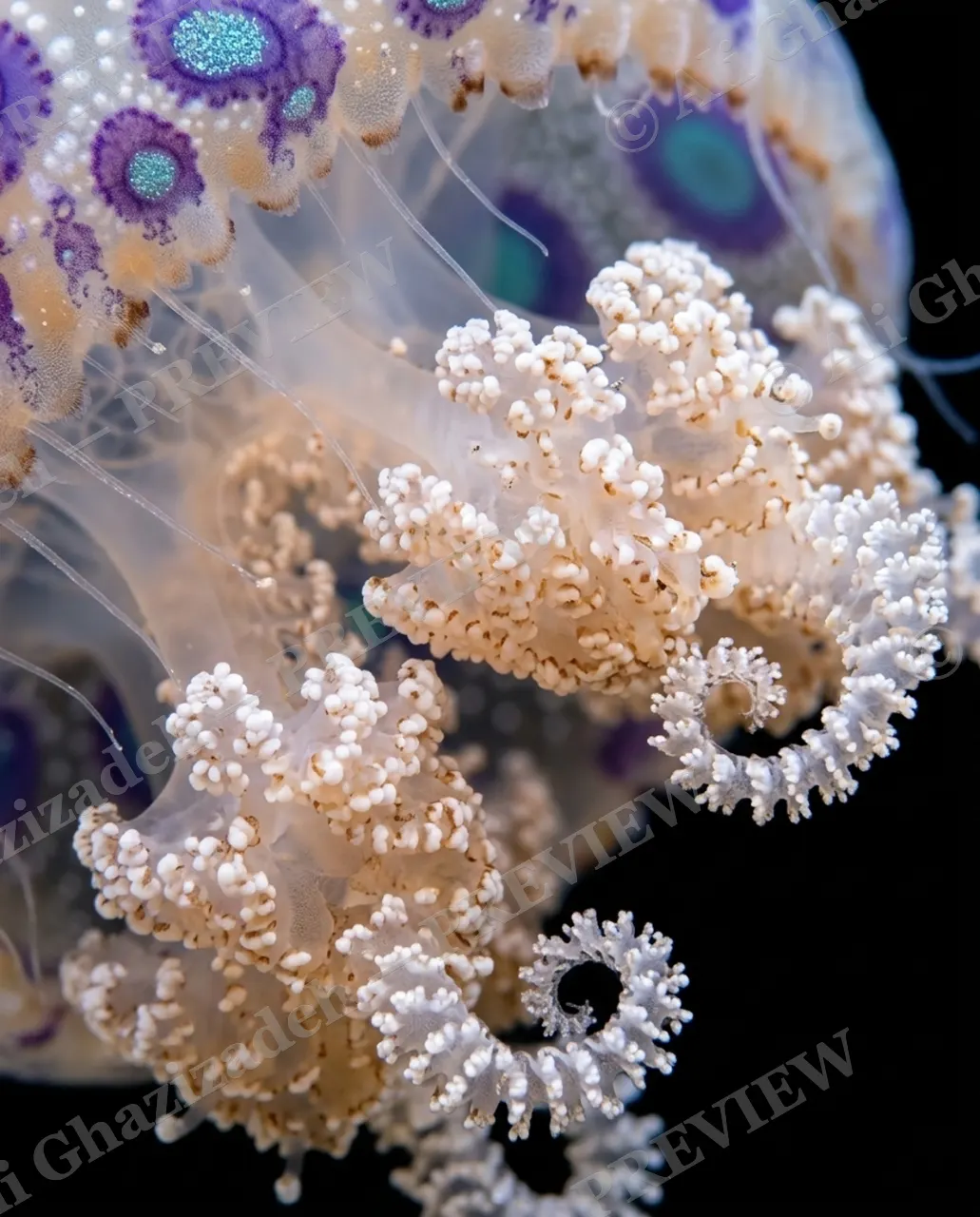 Glass Bloom — Curling Tendrils — Moon jellyfish artwork by Ali Ghazizadeh