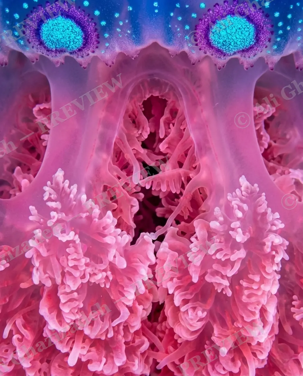 Glass Bloom — Eyes Behind the Veil — Moon jellyfish artwork by Ali Ghazizadeh