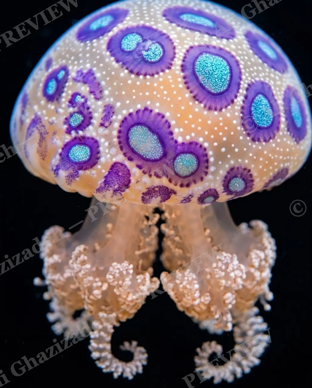 Glass Bloom — Polka Dot Crown — Moon jellyfish artwork by Ali Ghazizadeh