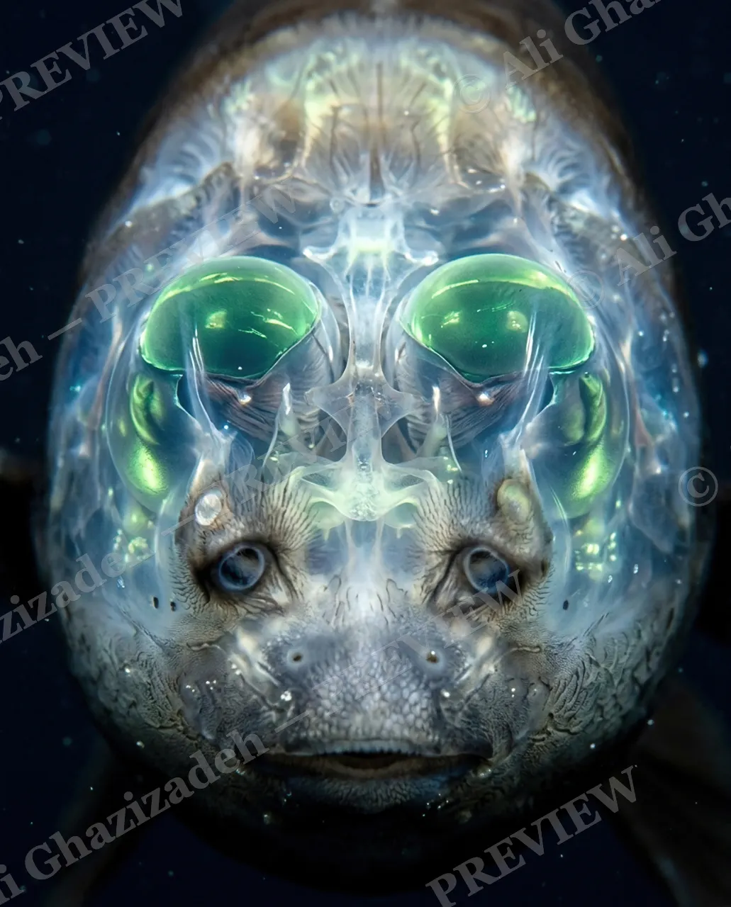 Glass Ceiling — Deep Stare — Barreleye fish artwork by Ali Ghazizadeh