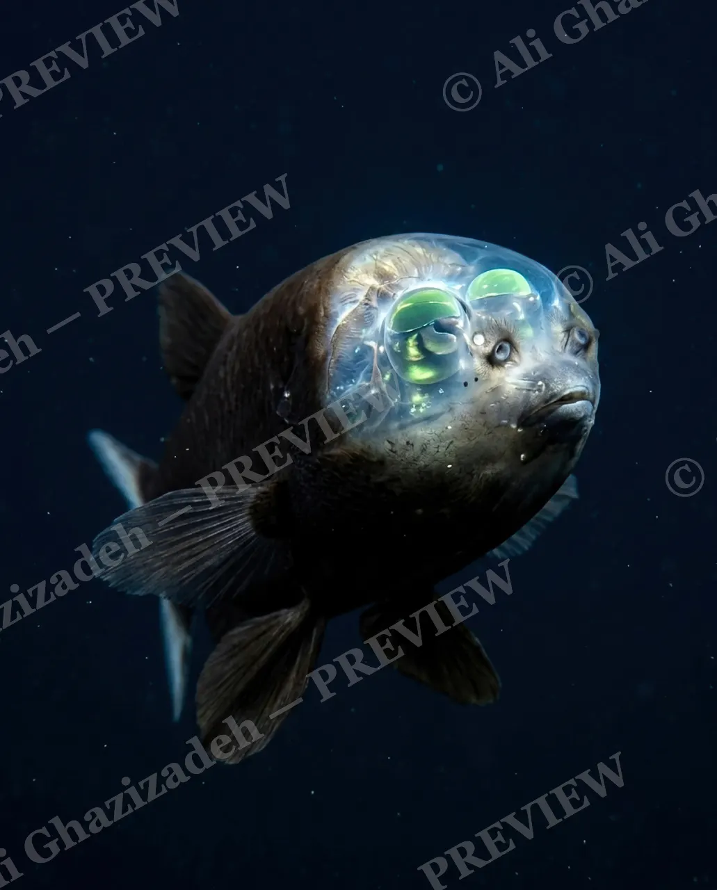 Glass Ceiling — Lights On — Barreleye fish artwork by Ali Ghazizadeh