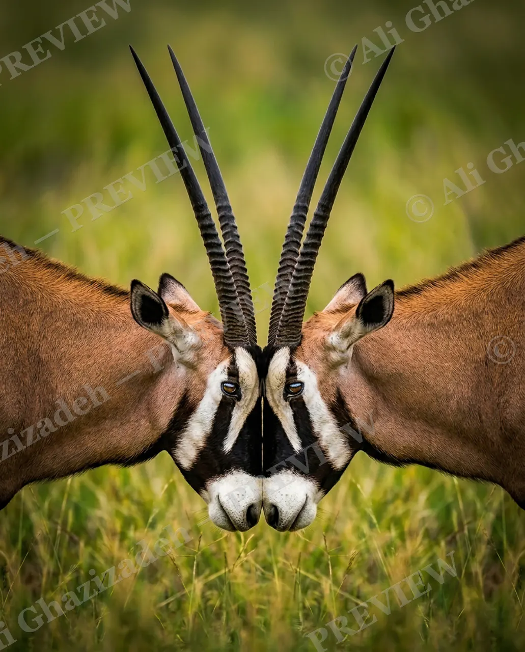Splitting Image — Horn to Horn — Gemsbok artwork by Ali Ghazizadeh