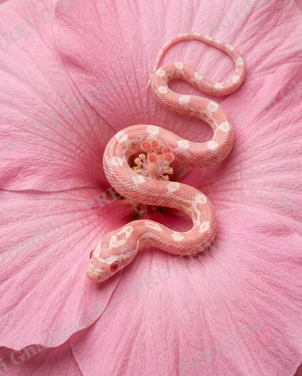 In the Pink — Perfect Color Match — Corn snake artwork by Ali Ghazizadeh