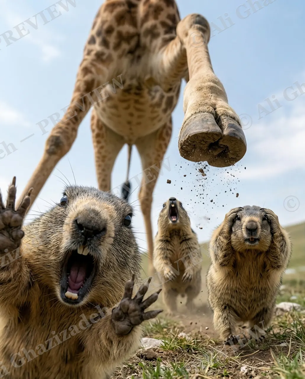 Leapfrog — Right in Their Faces — Marmot artwork by Ali Ghazizadeh