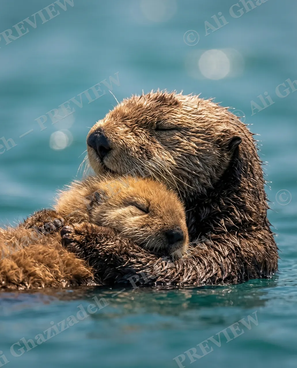 Holding Pattern — Cradled and Content — Sea otter artwork by Ali Ghazizadeh