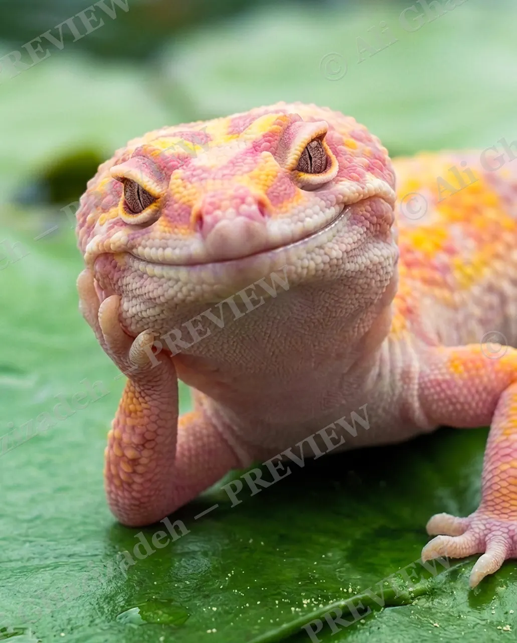 Lounge Lizard — Camera Ready — Leopard gecko artwork by Ali Ghazizadeh