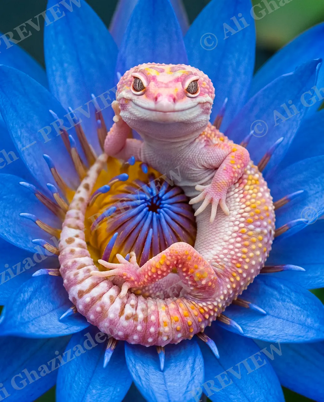Lounge Lizard — Curled Up Royalty — Leopard gecko artwork by Ali Ghazizadeh