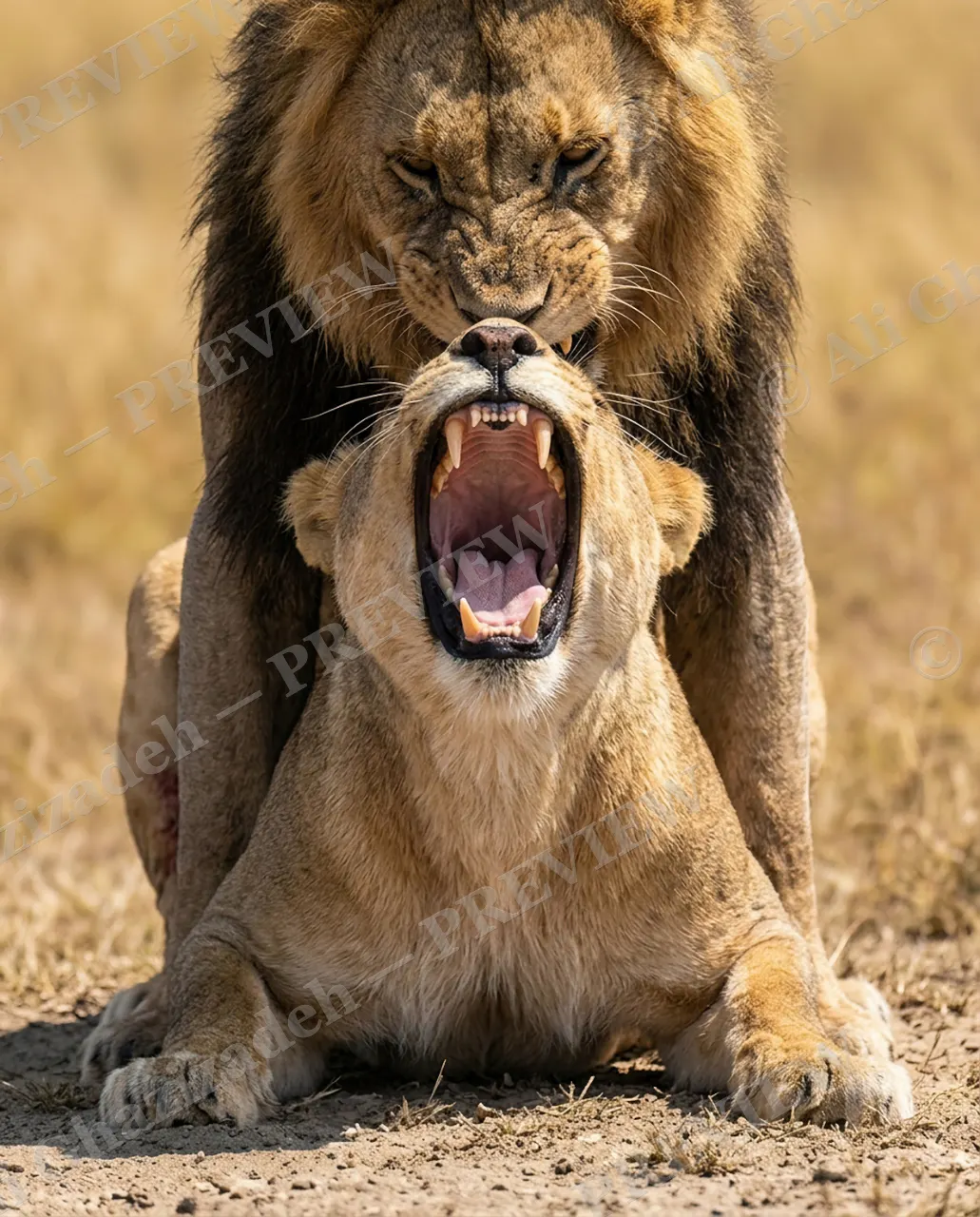 The Mane Event — Too Close for Comfort — Lion artwork by Ali Ghazizadeh