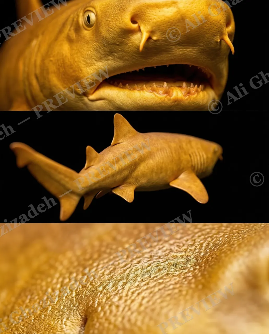 Solid Gold — The Complete Portrait — Nurse shark artwork by Ali Ghazizadeh
