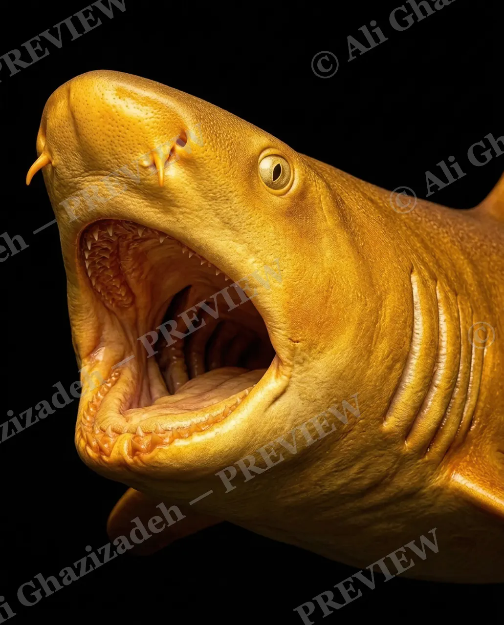 Solid Gold — Wide Open — Nurse shark artwork by Ali Ghazizadeh