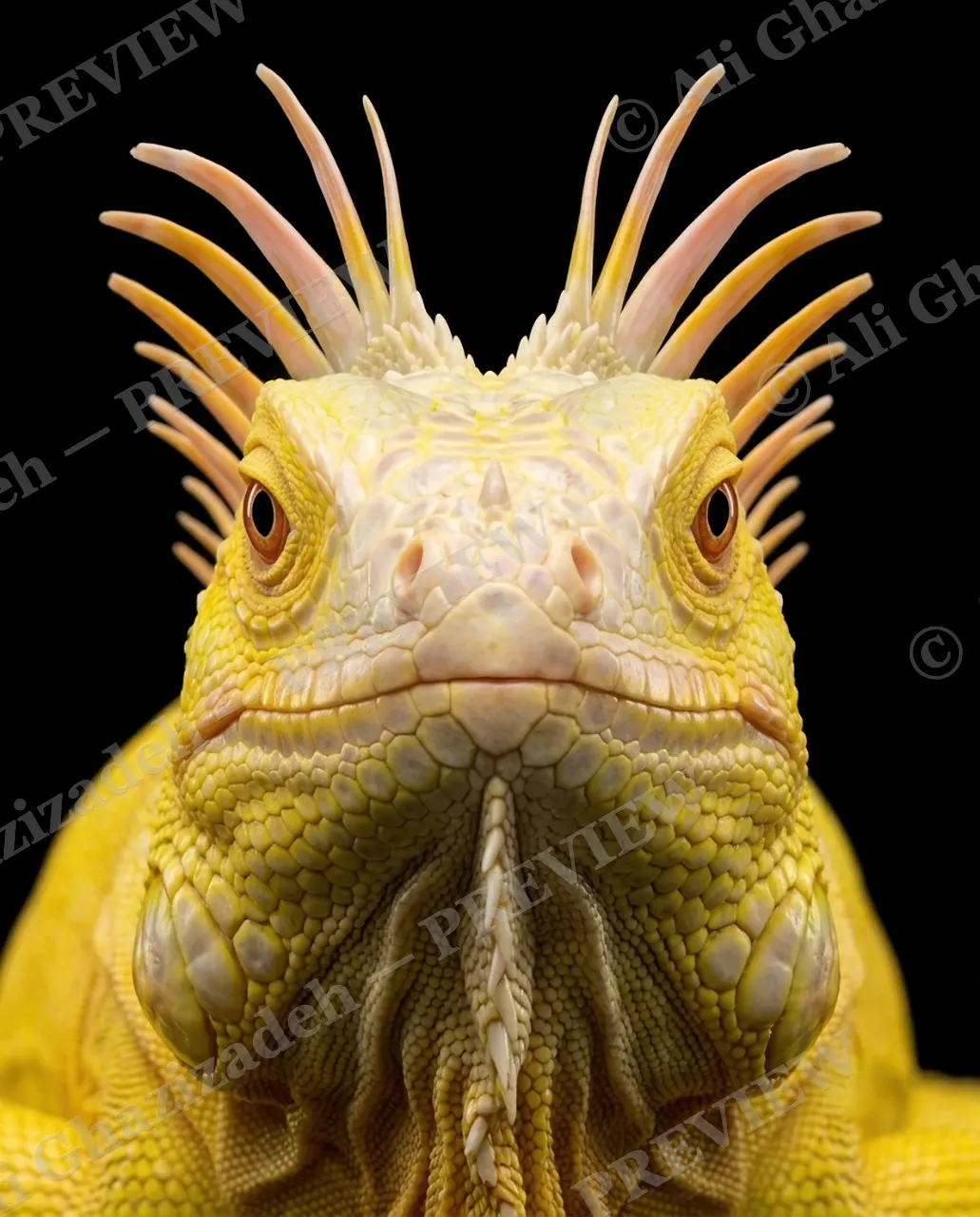 Scale of Colors — Golden Crown — Green iguana artwork by Ali Ghazizadeh