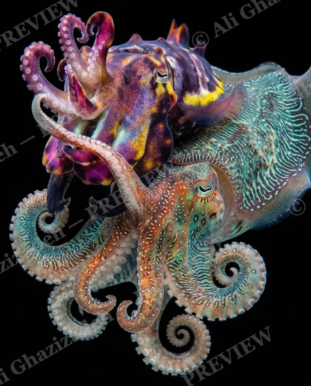 True Colors — Locked in Color — Cuttlefish artwork by Ali Ghazizadeh