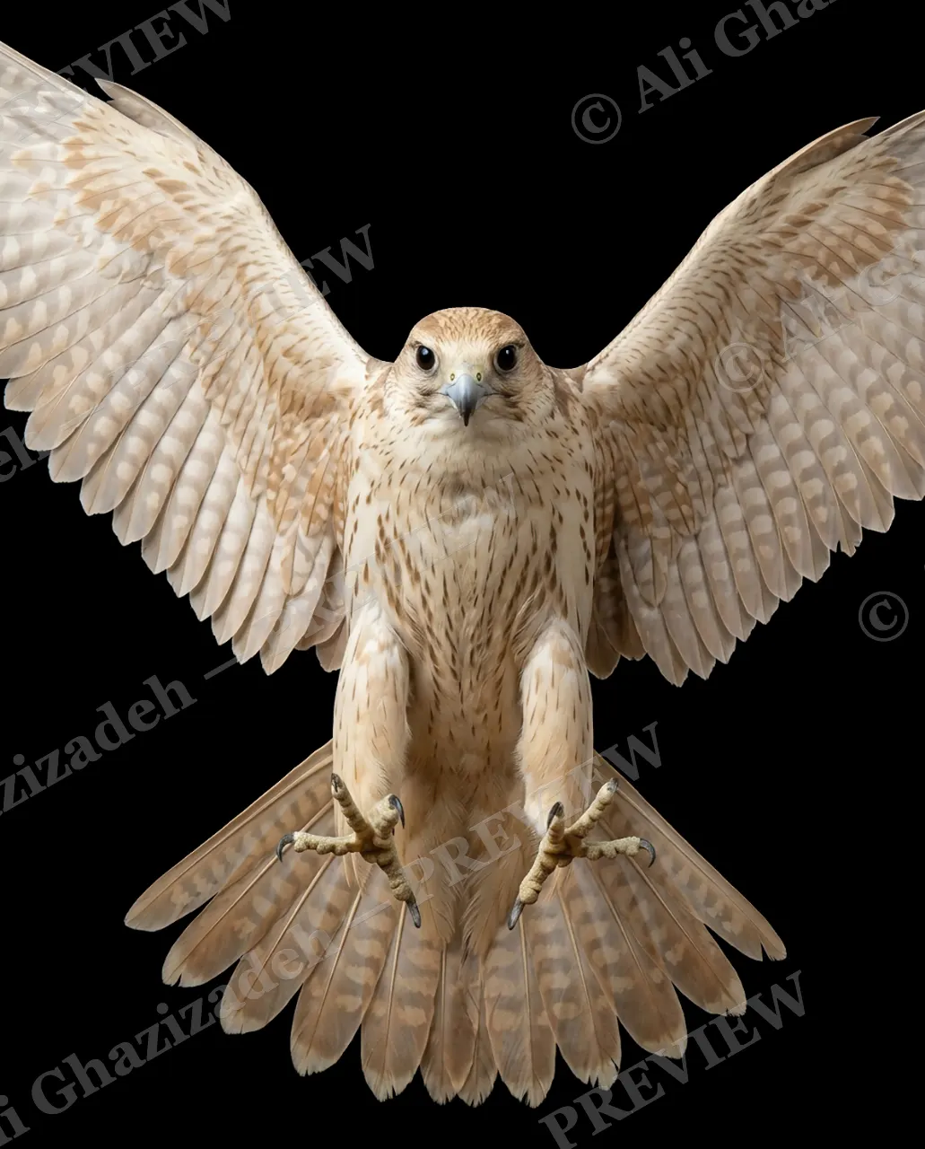 Faces of Prey — Full Wingspan — Peregrine falcon artwork by Ali Ghazizadeh