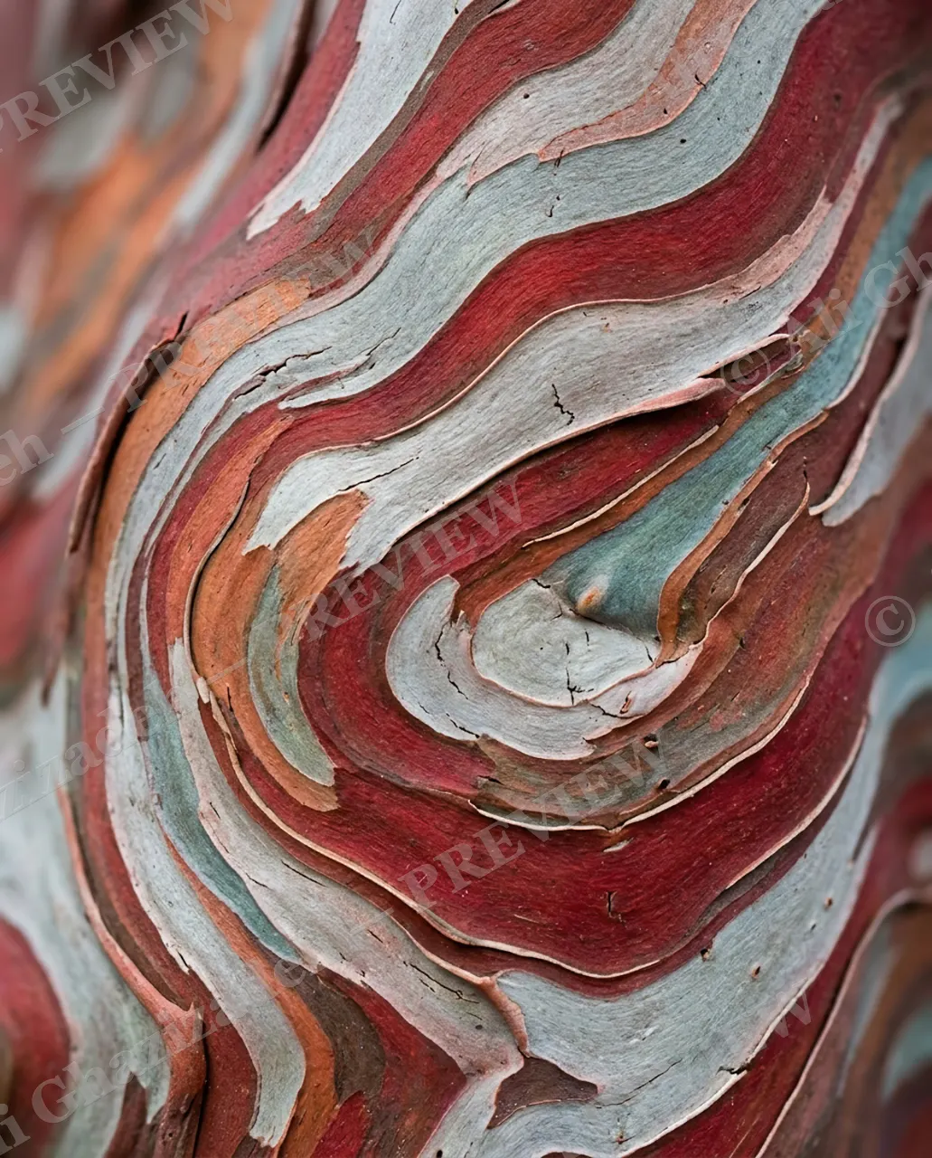 Nature's Paint Job — Swirling Red Grain — Tree bark artwork by Ali Ghazizadeh