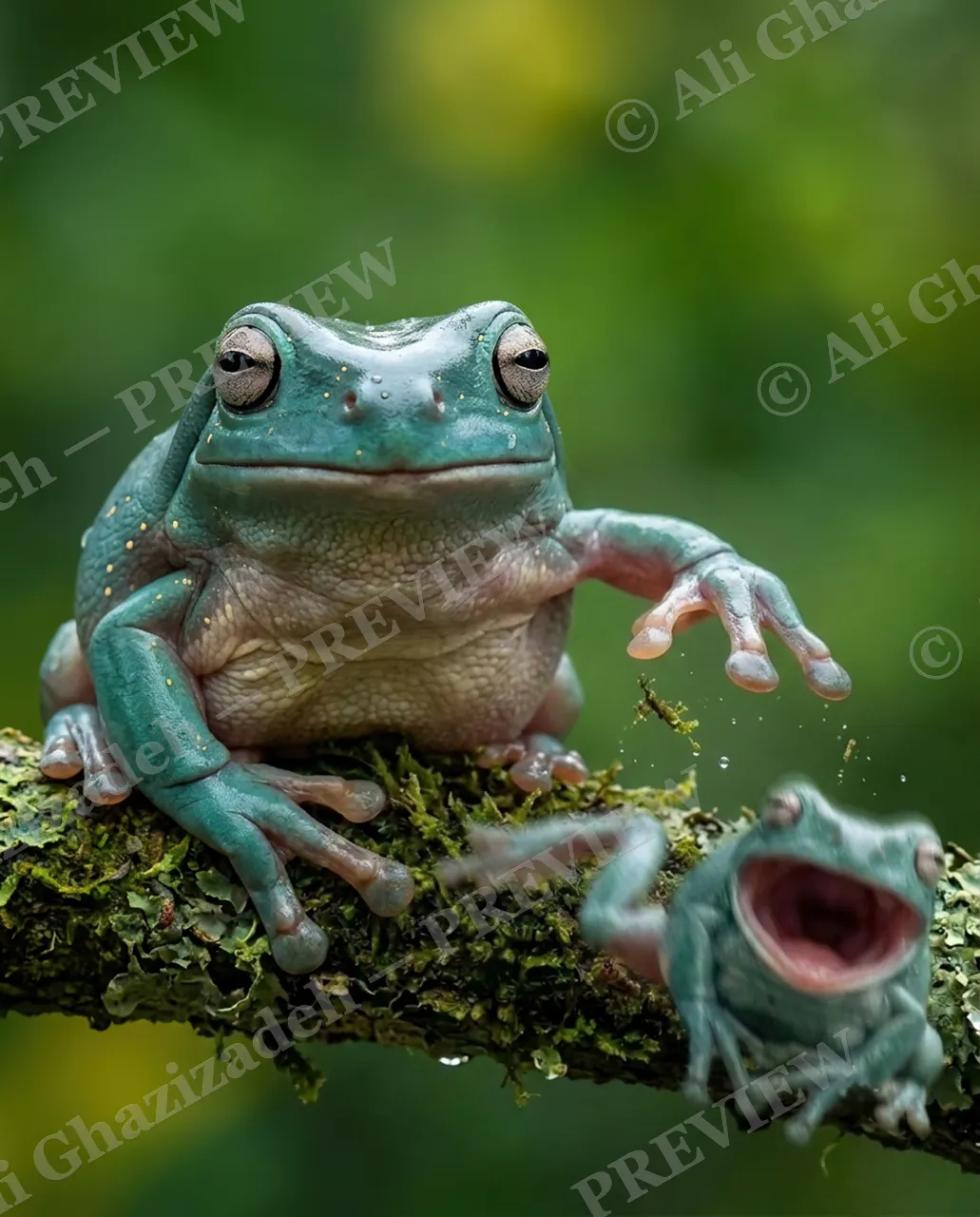 Nerves of Steel — Meltdown Begins — White's tree frog artwork by Ali Ghazizadeh